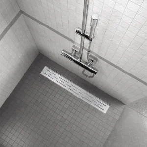 Ralo de duche em aço inox com design quadrado modelo R8