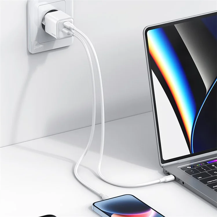 Adaptador de Carregador USAMS 30W PD com Porta Dupla Tipo C + USB-A - Image 4