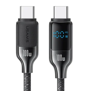 Cabo USAMS Tipo-C para Tipo-C 100W com Display LED