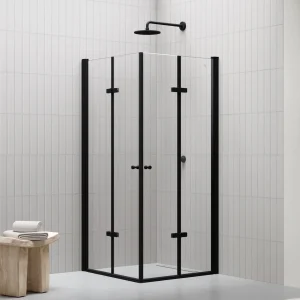 EMMA - Cabine de Duche com vidro transparente 6mm - Portas articuladas e perfis em preto