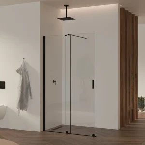 NADINE - Painel de duche walk-In em vidro temperado 8mm com perfil preto