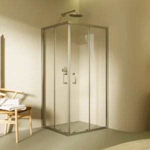 DIANA - Cabine de duche de entrada de canto com portas de correr em vidro temperado