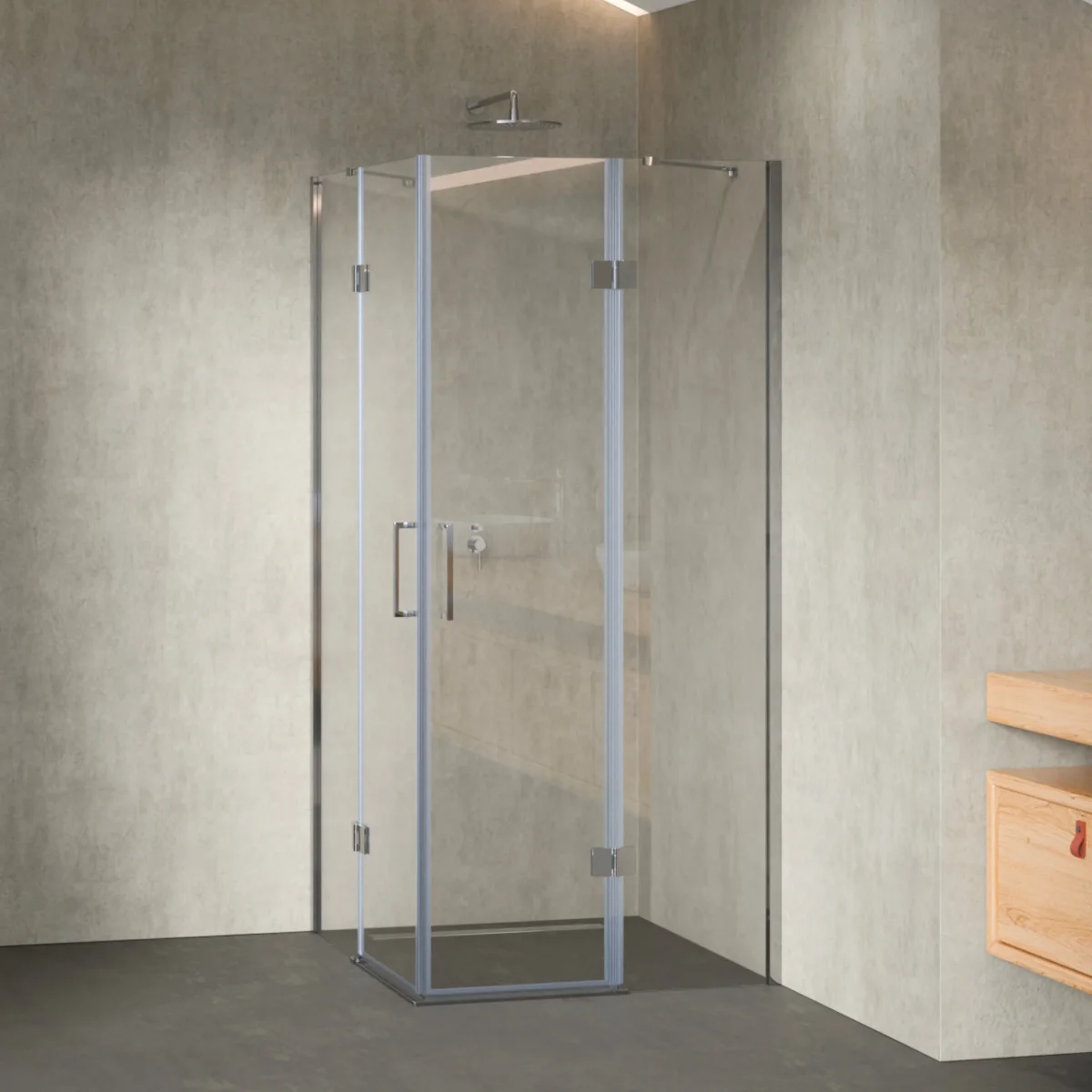CELINE - Cabine de duche de entrada de canto com portas articuladas em vidro temperado - Image 2