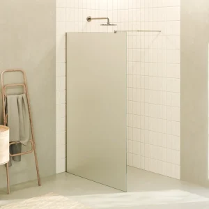 FIONA - Painel de duche walk-In em vidro fosco 10mm com perfil e barra estabilizadora cromado