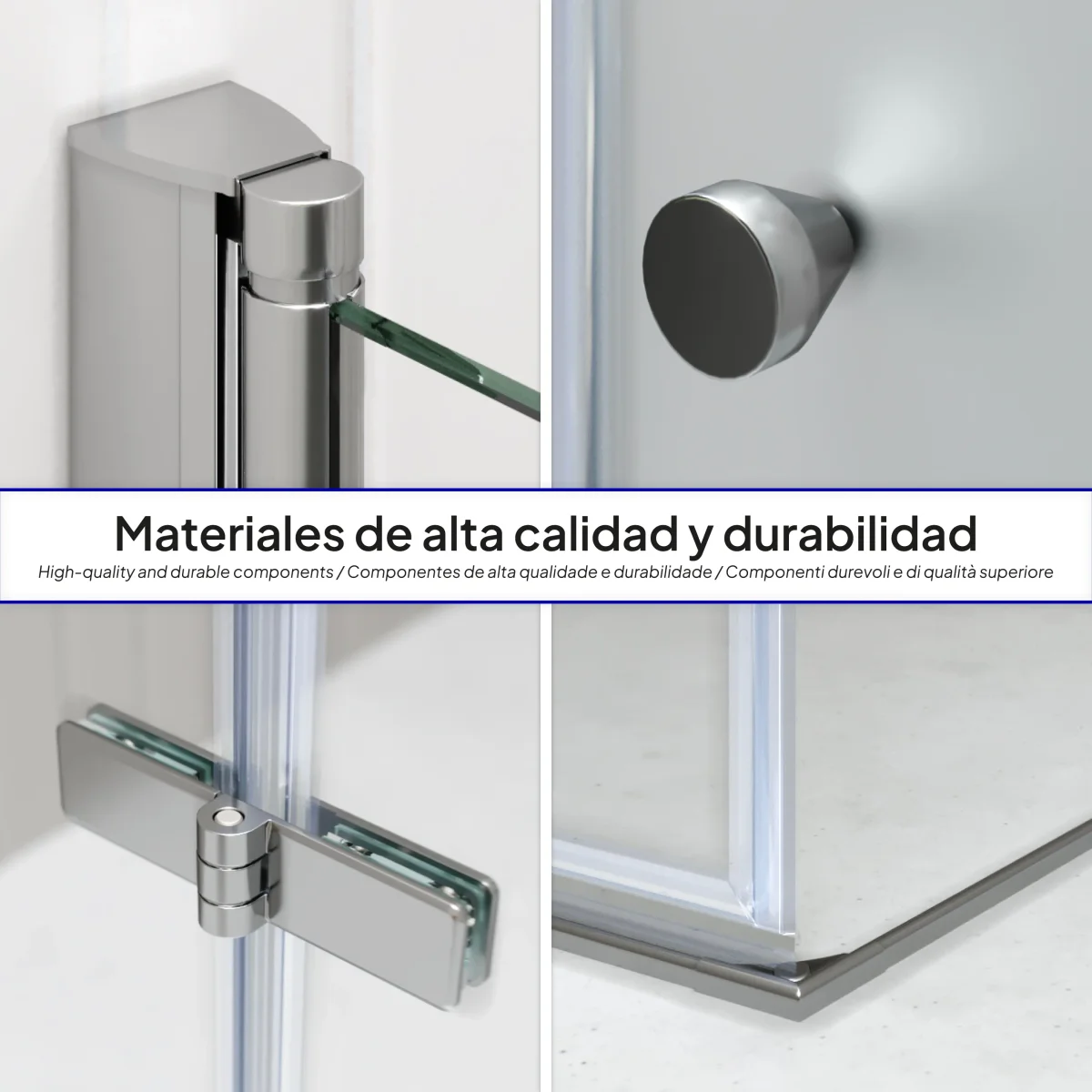 EMMA - Cabine de duche com vidro meio fosco 6mm - Portas articuladas e perfis em Inox - Image 5