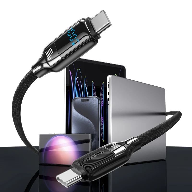 Cabo USAMS Tipo-C para Tipo-C 100W com Display LED - Image 7