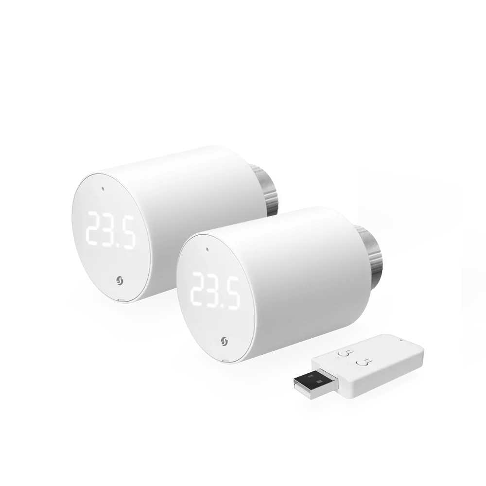 Shelly Cabeça de válvula de radiador termostática inteligente Bluetooth + Gateway Gen3 WiFi (2 unidades) - Shelly BLU TRV 2 Pack